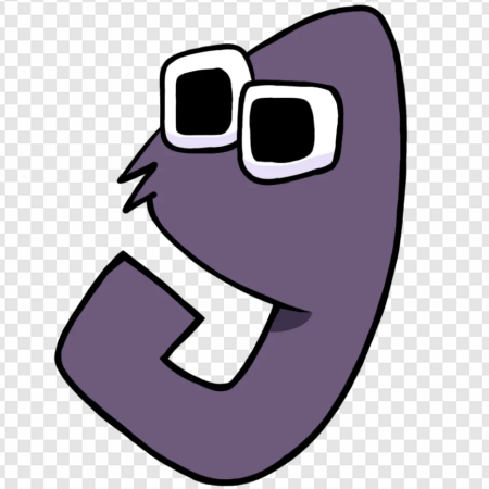 cartoon character, purple creature, humorous face, animated design, Alphabet Lore Number 0 to 9 PNG