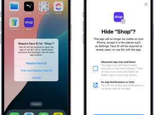 app settings, Face ID, hide application, mobile interface, iOS 18 PNG