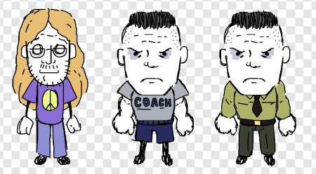 cartoon characters, athletic coach, humorous illustration, sports figures, Beavis Butthead PNG