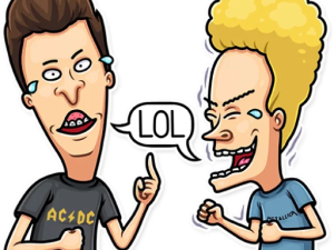 cartoon characters, comedy duo, animated laughter, humorous exchange, Beavis Butthead PNG