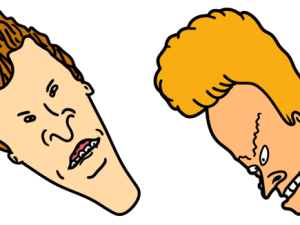 animated characters, cartoon faces, humorous expressions, classic animation, Beavis Butthead PNG