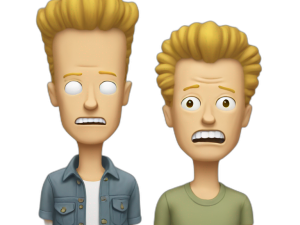 animated characters, expressive emojis, cartoon faces, digital illustrations, Beavis Butthead PNG