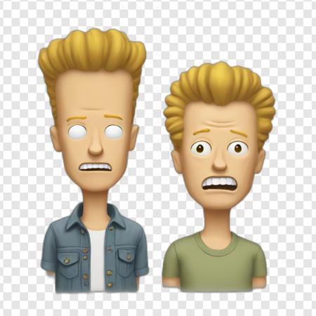 animated characters, expressive emojis, cartoon faces, digital illustrations, Beavis Butthead PNG