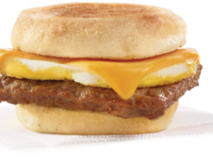 breakfast sandwich, sausage muffin, egg cheese sandwich, fast food breakfast, Beef Sausage Egg and Cheese PNG