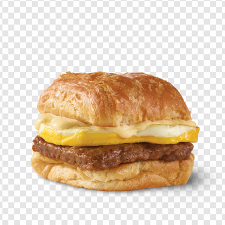 breakfast sandwich, croissant sandwich, sausage egg cheese, savory breakfast option, Beef Sausage Egg and Cheese PNG