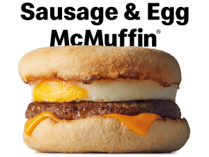 breakfast sandwich, egg and cheese, savory muffin, quick meal option, Beef Sausage Egg and Cheese PNG