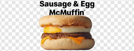 breakfast sandwich, egg and cheese, savory muffin, quick meal option, Beef Sausage Egg and Cheese PNG