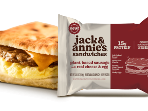 plant-based sandwich, vegan breakfast, protein-rich snack, Jack & Annie's, Beef Sausage Egg and Cheese PNG