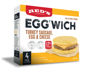 gluten-free breakfast sandwich, turkey sausage egg cheese, convenient meal option, frozen breakfast food, Beef Sausage Egg and Cheese PNG