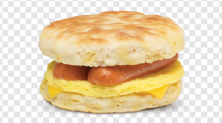 breakfast sandwich, biscuit sandwich, hot dog, scrambled egg, Beef Sausage Egg and Cheese PNG