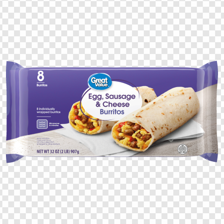 breakfast burritos, egg sausage cheese wraps, frozen breakfast meals, convenient morning snacks, Beef Sausage Egg and Cheese PNG