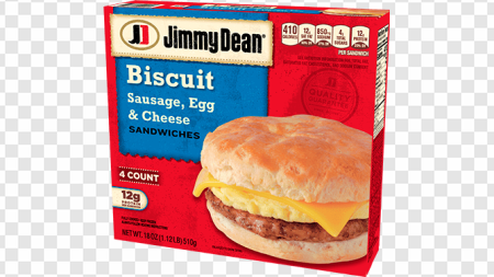 Jimmy Dean biscuits, sausage egg cheese sandwiches, frozen breakfast meals, quick breakfast options, Beef Sausage Egg and Cheese PNG