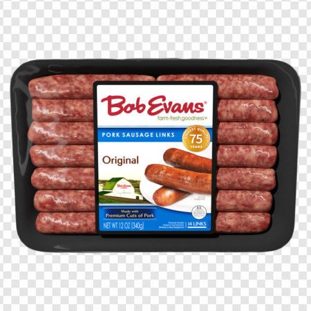 Bob Evans sausage links, original pork sausages, breakfast meat, fully cooked sausages, Beef Sausage Egg and Cheese PNG