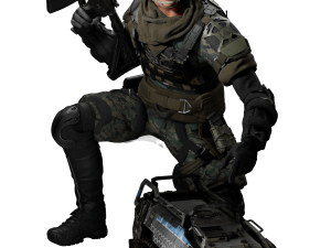 military soldier, tactical gear, combat equipment, action pose, CQB Halo PNG