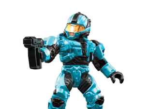 action figure, blue robot, collectible toy, sci-fi character, CQB Halo PNG