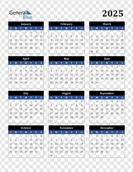 2025 Yearly Calendar Layout, annual planner, monthly schedule, date organization, time management, Calendar 2025 PNG