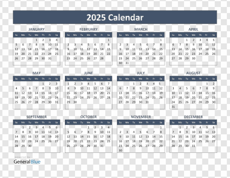 2025 Yearly Calendar, annual planner, monthly schedule, date organizer, time management tool, Calendar 2025 PNG