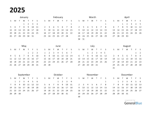 2025 calendar, annual planner, date organizer, design template PNG