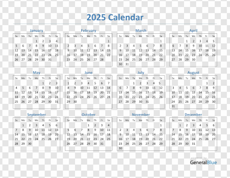 2025 calendar overview, yearly planner, monthly schedule, date tracker, Calendar 2025 PNG