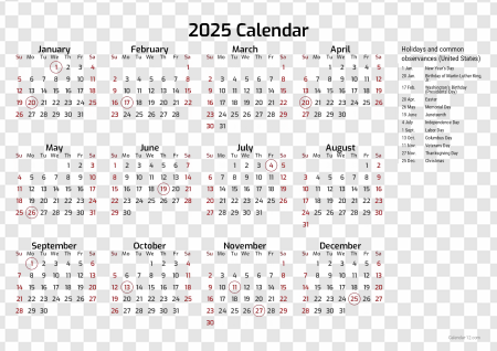 2025 calendar, year overview, daily planner, calendar layout PNG