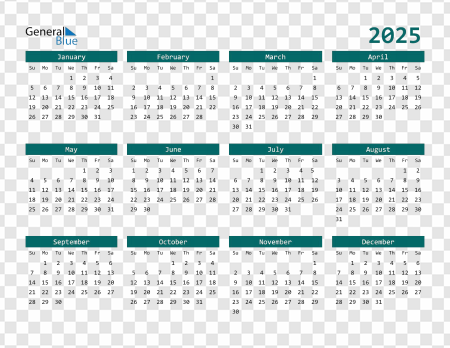 2025 Calendar Layout, yearly planner, monthly schedule, date organizer, time management tool, Calendar 2025 PNG