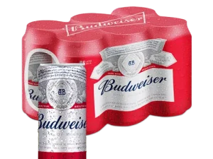 Budweiser beer, canned lager, red packaging, American brewery, Cerveza Budweiser 269 Ml 24 Unidades PNG