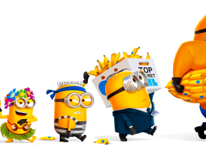 Minions characters, animated comedy, family movie, cartoon fun, Despicable Me 4 PNG