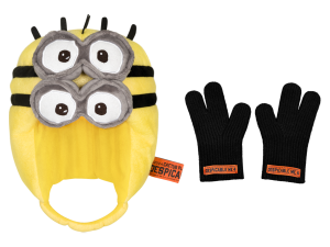 minion hat, kids winter accessories, novelty gloves, playful costume gear, Despicable Me 4 PNG