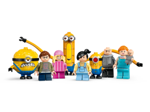 LEGO Minions figures, animated characters, building toys, family-friendly play, Despicable Me 4 PNG