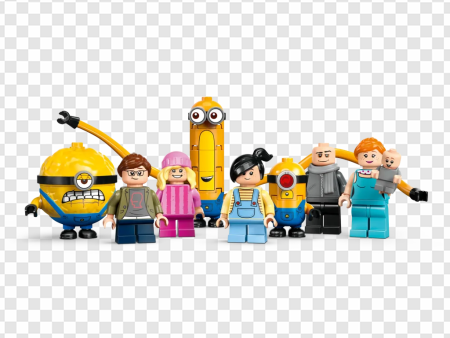 LEGO Minions figures, animated characters, building toys, family-friendly play, Despicable Me 4 PNG