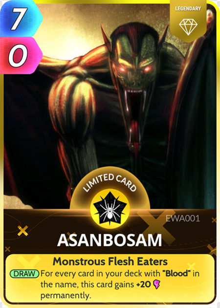 Asanbosam, mythical creature, limited edition card, monstrous flesh eaters, Dracula Van Helsing Game PNG