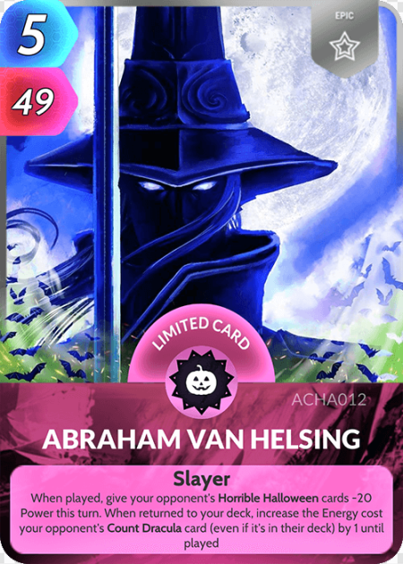 Abraham Van Helsing, vampire hunter, limited edition card, gothic fantasy, Dracula Van Helsing Game PNG