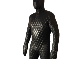 black padded suit, full body outfit, quilted thermal garment, protective clothing, Gimp Outfit PNG