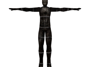 horror character model, game asset, dark figure, 3D animation, Gimp Outfit PNG