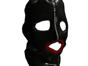 black mask, fetish wear, zippered mask, provocative accessory, Gimp Outfit PNG