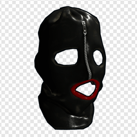 black mask, fetish wear, zippered mask, provocative accessory, Gimp Outfit PNG