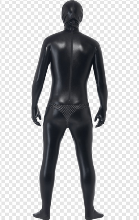 latex bodysuit, fetish wear, skin-tight costume, unisex outfit, Gimp Outfit PNG