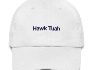 white cap, embroidered hat, casual headwear, stylish accessory, Hawk Tuah PNG