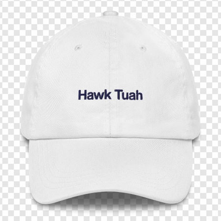 white cap, embroidered hat, casual headwear, stylish accessory, Hawk Tuah PNG