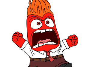 animated character, emotional expression, anger, cartoon illustration, Anger – Inside Out PNG