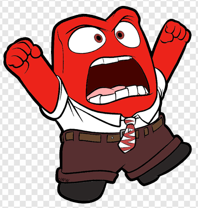 angry character, animated emotion, red figure, expressive cartoon, Anger – Inside Out PNG