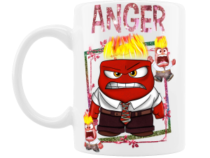 anger mug, cartoon character, expressive design, colorful illustration, Anger – Inside Out PNG