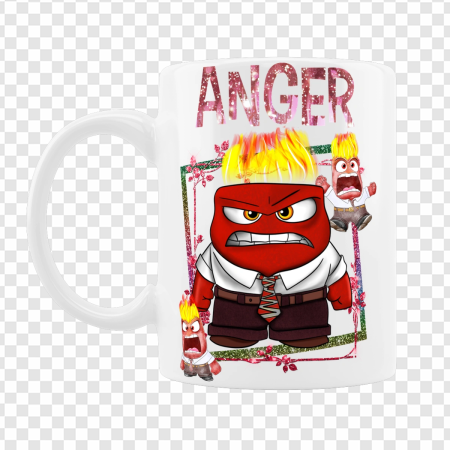 anger mug, cartoon character, expressive design, colorful illustration, Anger – Inside Out PNG