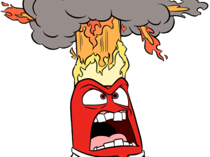 animated character, emotional outburst, fiery expression, cartoon explosion, Anger – Inside Out PNG