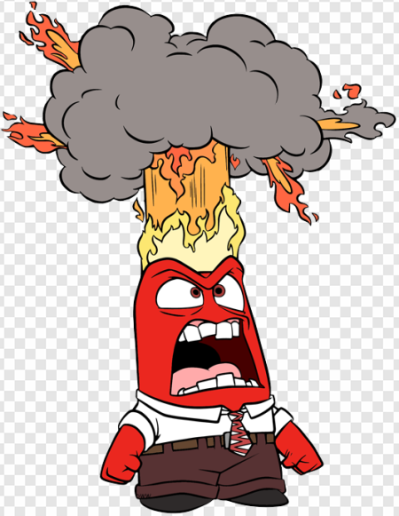 animated character, emotional outburst, fiery expression, cartoon explosion, Anger – Inside Out PNG