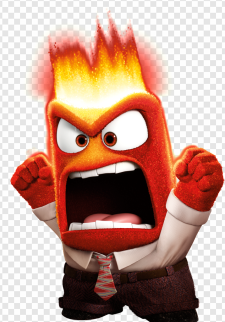 angry character, animated emotion, fiery expression, cartoon villain, Anger – Inside Out PNG