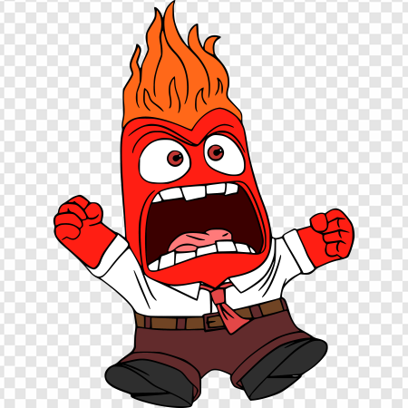 animated character, emotional expression, anger, cartoon illustration, Anger – Inside Out PNG