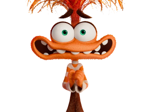 animated character, vibrant orange hair, cartoon figure, whimsical design, Anxiety – Inside Out PNG