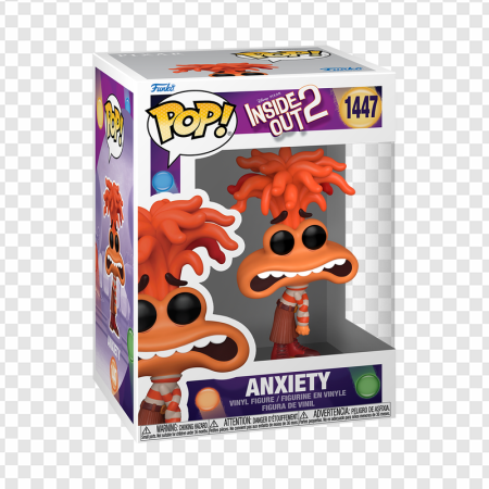 Funko Pop, animated character, collectible figure, anxiety theme, Anxiety – Inside Out PNG