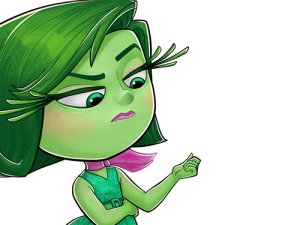 animated character, emotion representation, green color theme, expressive design, Disgust – Inside Out PNG